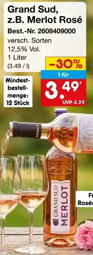 Netto Marken-Discount Grand Sud, z.B. Merlot Rosé Angebot