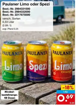 Netto Marken-Discount Paulaner Limo oder Spezi Angebot