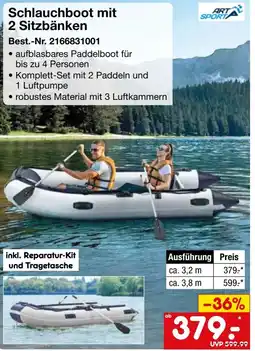Netto Marken-Discount ART SPORT Schlauchboot mit 2 Sitzbänken Angebot