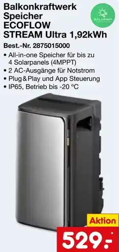 Netto Marken-Discount SOLARWAY Balkonkraftwerk Speicher ECOFLOW STREAM Ultra 1,92kWh Angebot