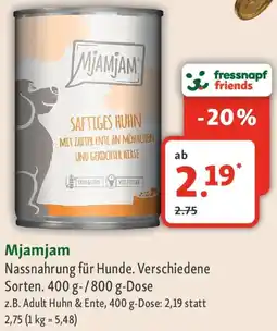 Fressnapf Mjamjam Nassnahrung für Hunde Angebot