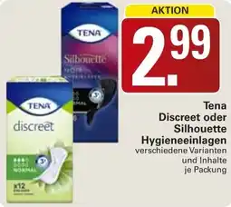 WEZ Tena Discreet oder Silhouette Hygieneeinlagen Angebot