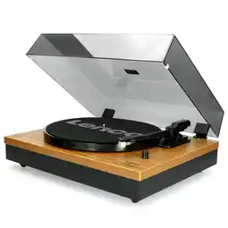 Netto Marken-Discount Lenco LS-300WD - Bluetooth Plattenspieler mit zwei externen Lautsprechern und 2 x 10 Watt RMS - Holz Angebot