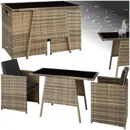 Netto Marken-Discount tectake Rattan Sitzgruppe, für 2 Personen, UV-beständig, zusammenschiebbar Angebot