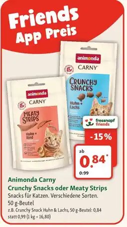 Fressnapf Animonda Carny Crunchy Snacks oder Meaty Strips Angebot