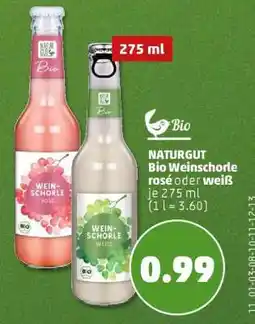 PENNY NATURGUT Bio Weinschorle rosé oder weiß Angebot