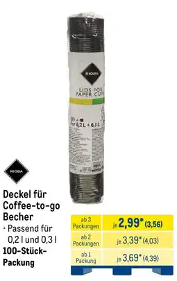 METRO RIOBA Deckel für Coffee-to-go Becher Angebot