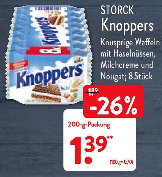Storck Knoppers 200g Angebot bei Aldi Nord