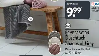 Aldi Nord Home Creation Duschtuch Shades of Gray Angebot