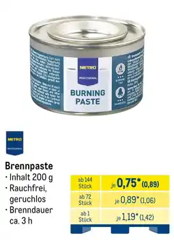 METRO METRO PROFESSIONAL Brennpaste Angebot