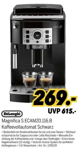 MEDIMAX DeLonghi Magnifica S ECAM20.116.B Kaffeevollautomat Schwarz Angebot