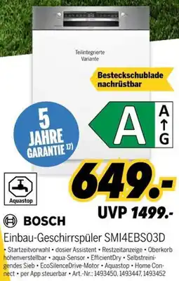 MEDIMAX BOSCH Einbau-Geschirrspüler SMI4EBS03D Angebot