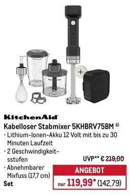 METRO KitchenAid Kabelloser Stabmixer 5KHBRV75BM Angebot