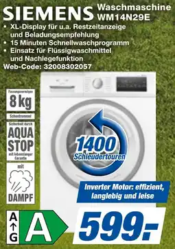 expert Techno Land SIEMENS Waschmaschine WM14N29E Angebot