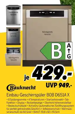 MEDIMAX Bauknecht einbau-geschirrspüler bob d651a x Angebot