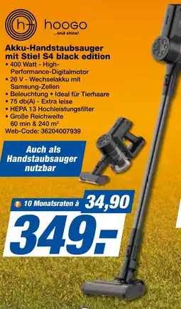 K+B Expert Hoogo Akku-Handstaubsauger mit Stiel S4 black edition Angebot