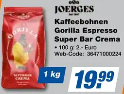 K+B Expert JOERGES Kaffeebohnen Gorilla Espresso Super Bar Crema Angebot