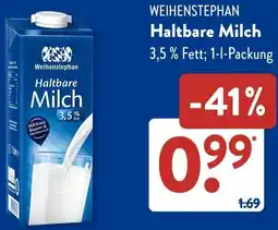 Aldi Süd WEIHENSTEPHAN Haltbare Milch Angebot