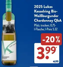 Aldi Süd 2025 Lukas Kesselring Bio Weißburgunder Chardonnay QbA Angebot