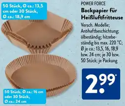 Aldi Süd POWER FORCE Backpapier für Heißluftfritteuse Angebot