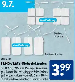 Aldi Süd AMBIANO TENS-/EMS-Klebeelektroden Angebot