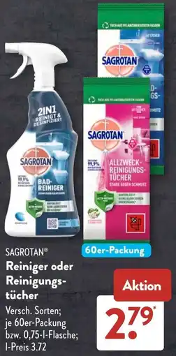 Aldi Süd SAGROTAN Reiniger oder Reinigungstücher Angebot
