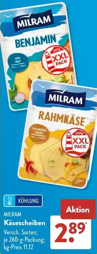 Aldi Süd MILRAM Käsescheiben Angebot
