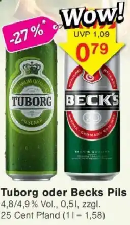 Jawoll Tuborg oder Becks Pils Angebot