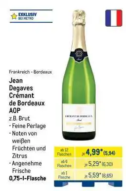 METRO Jean Degaves Crémant de Bordeaux AOP Angebot