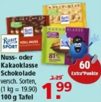 Multi Markt Ritter SPORT Nuss- oder Kakaoklasse Schokolade Angebot