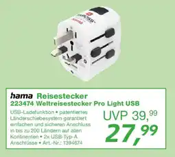 EP hama Reisestecker 223474 Weltreisestecker Pro Light USB Angebot