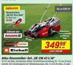 toom Baumarkt Einhell akku-rasenmäher-set ge-cm 43 li m Angebot