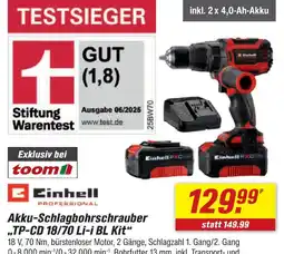 toom Baumarkt Einhell professional akku-schlagbohrschrauber tp-cd 18/70 li-i bl kit Angebot