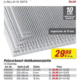 toom Baumarkt Polycarbonat-hohlkammerplatte Angebot