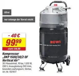 toom Baumarkt Rowi kompressor dkp 1500/30/2 of vertical air Angebot