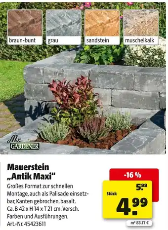 Hagebau Mr. gardener mauerstein „antik maxi“ Angebot