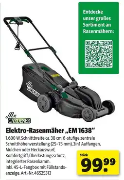 Hagebau Mr. gardener elektro-rasenmäher em 1638 Angebot