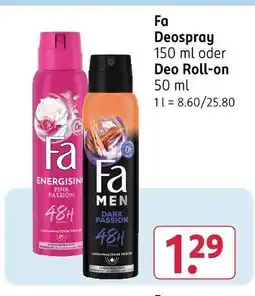 Rossmann Fa deospray oder deo roll-on Angebot