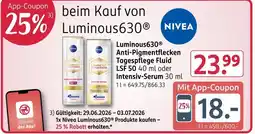 Rossmann Nivea luminous630 anti-pigmentflecken tagespflege fluid lsf 50 Angebot