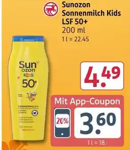 Rossmann Sun ozon sonnenmilch kids lsf 50+ Angebot