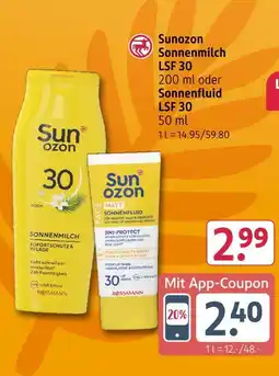 Rossmann Sunozon sonnenmilch Angebot