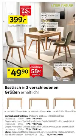 XXXLutz Linea natura esstisch mit funktion ca. 110 (160) x 70 cm Angebot