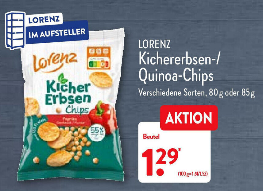 Lorenz Kichererbsen/Quinoa Chips Angebot bei Aldi Nord