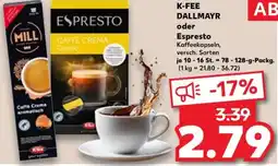 Kaufland K-FEE DALLMAYR oder Espresto Angebot