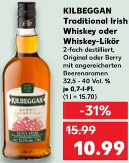 Kaufland KILBEGGAN Traditional Irish Whiskey oder Whiskey-Likör Angebot
