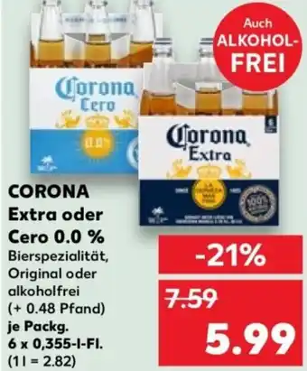 Kaufland CORONA Extra oder Cero 0.0 % Angebot