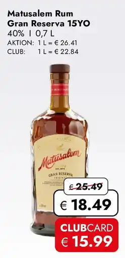 Travel Free Matusalem Rum Gran Reserva 15YO Angebot