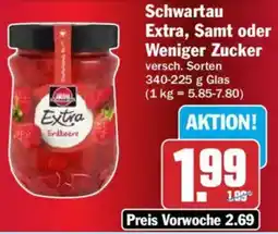 HIT Schwartau Extra, Samt oder Weniger Zucker Angebot