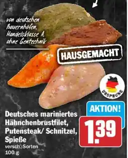 HIT Deutsches mariniertes Hähnchenbrustfilet, Putensteak/Schnitzel, Spieße Angebot