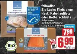 HIT followfood Bio-Lachs Filets ohne Haut, Kabeljaufilets oder Rotbarschfilets Angebot